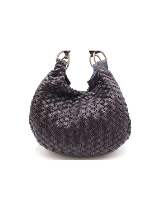 Miu Miu Shopping Leather Entrelazado Berenjena