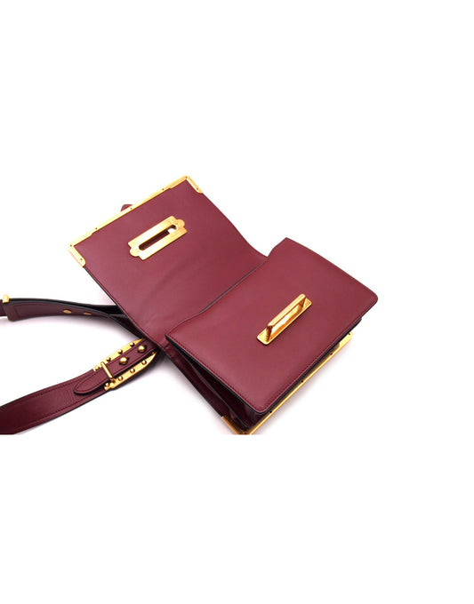 Prada Cahier Leather Saffiano Garnet