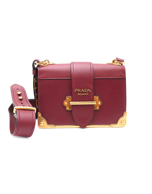 Prada Cahier Leather Saffiano Garnet